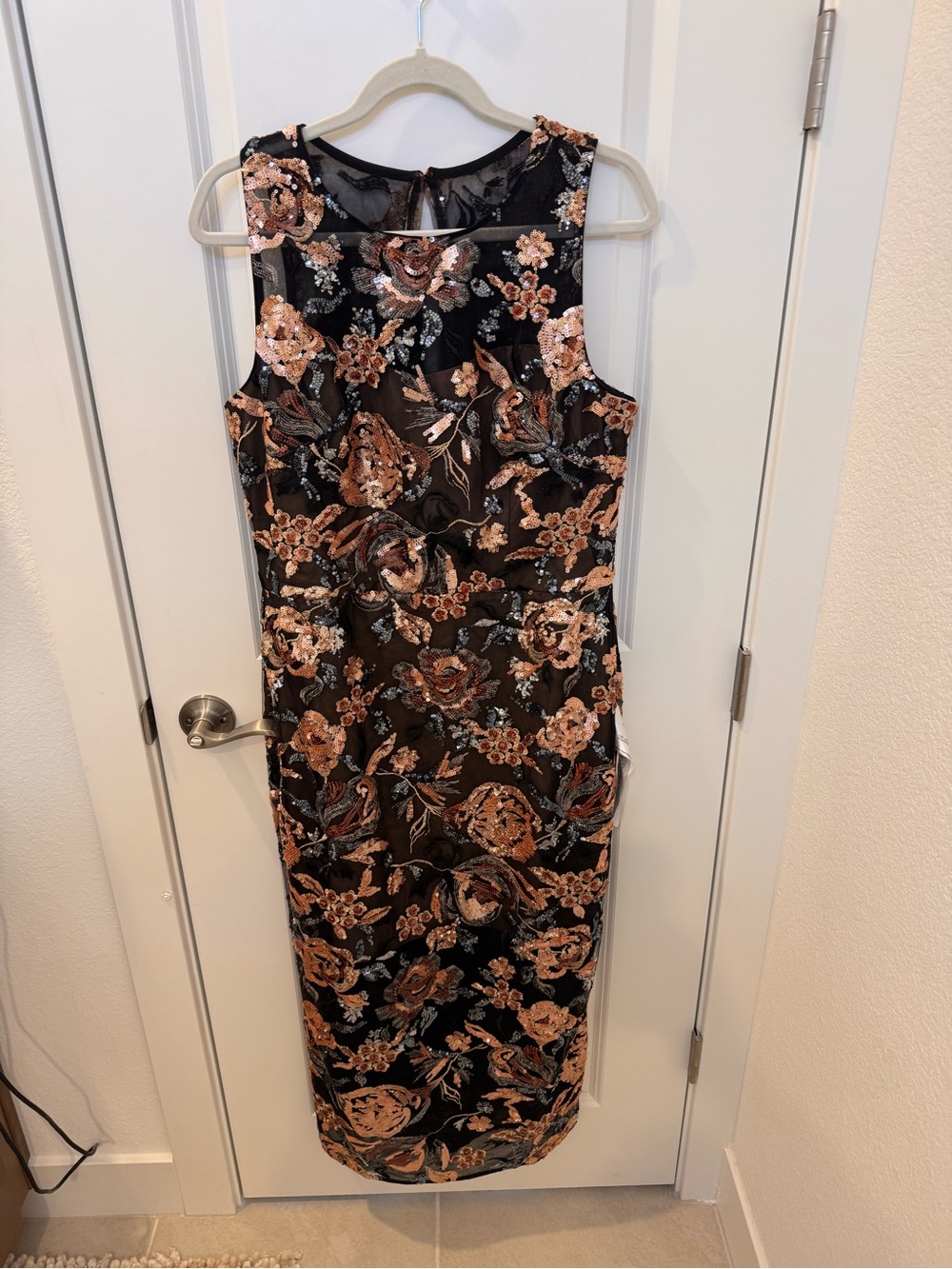 Dress the Population Black Sequin Floral Sheath Dress